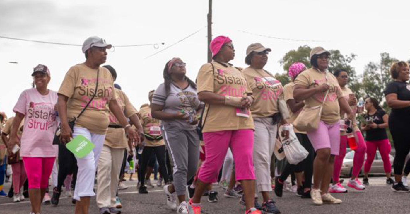 Attendees begin during Sistah Strut, the 2019 Brenda's Brown Bosom Buddies Breast Cancer Awareness Walk outside Legion Field. (Photo by: Amarr Croskey, For The Birmingham Times)