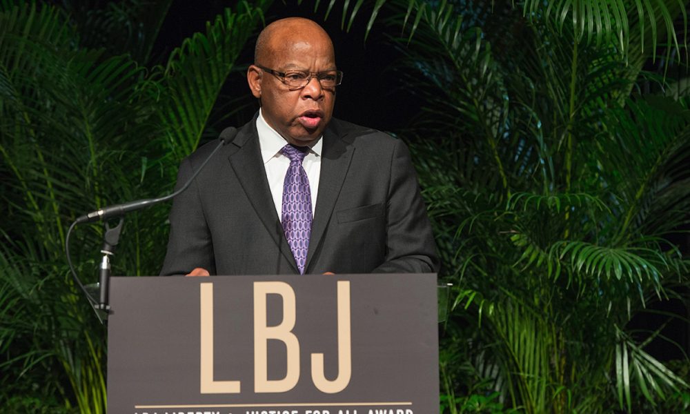 The LBJ Foundation honors Congressman John Dingell and Senator Carl Levin with the LBJ Liberty & Justice for All Award at Newseum in Washington, D.C on November 18, 2014. Special guests included Congressman John Lewis, Admiral William H. McRaven, and Senator Jack Reed. The Master of Ceremonies was Bob Schieffer. (Photo: LBJ Library, Photo by Emily Clack / Wikimedia Commons)