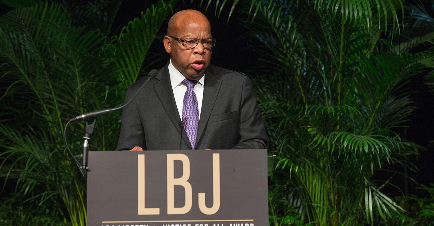 The LBJ Foundation honors Congressman John Dingell and Senator Carl Levin with the LBJ Liberty & Justice for All Award at Newseum in Washington, D.C on November 18, 2014. Special guests included Congressman John Lewis, Admiral William H. McRaven, and Senator Jack Reed. The Master of Ceremonies was Bob Schieffer. (Photo: LBJ Library, Photo by Emily Clack / Wikimedia Commons)