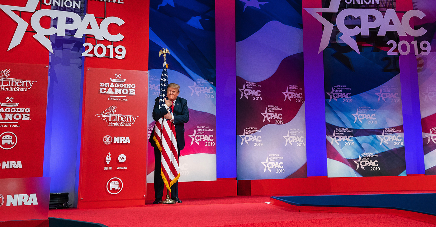 President Donald J. Trump is introduced on stage Saturday, March 2, 2019, at the Conservative Political Action Conference (CPAC) at the Gaylord National Resort and Convention Center in Oxon Hill, Md. (Official White House Photo by Tia Dufour)