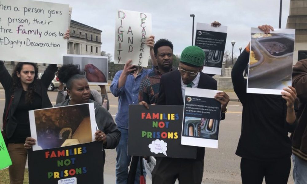 Protestors rally outside the Mississippi State Capitol building. (Photo by Lerae Funderburg for Steed Media)