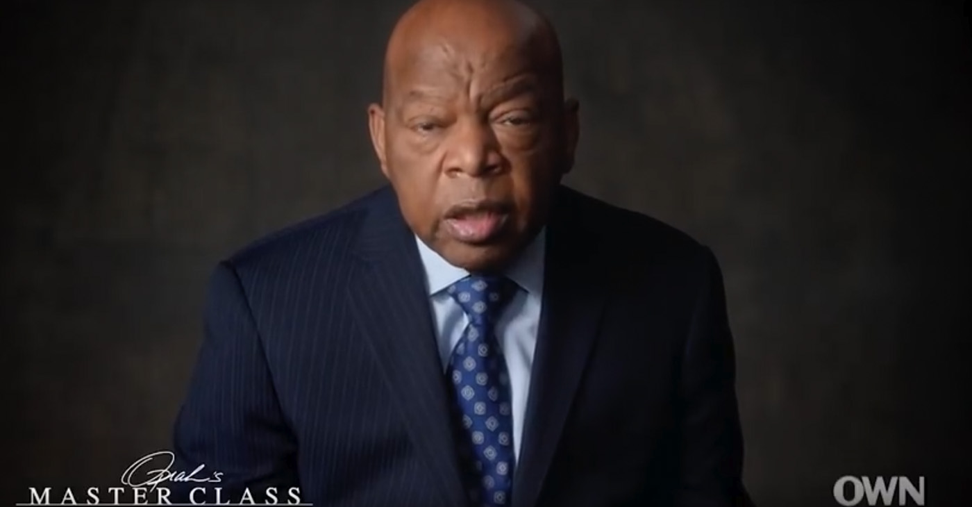 John Lewis, who represents Georgia's 5th District in the U.S. House of Representatives, urges people to be engaged in the ongoing fight for social justice. U.S. Rep. John Lewis' Call to Resist: "The Fight Is Not Over" (Photo: Oprah’s Master Class | OWN / YouTube)