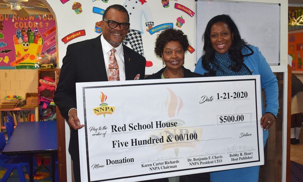 Bobby Henry, Publisher, The Westside Gazette; Ms. Gwendolyn Shaw, Owner/Director, The Red School House; and Karen Carter Richards, NNPA Chair