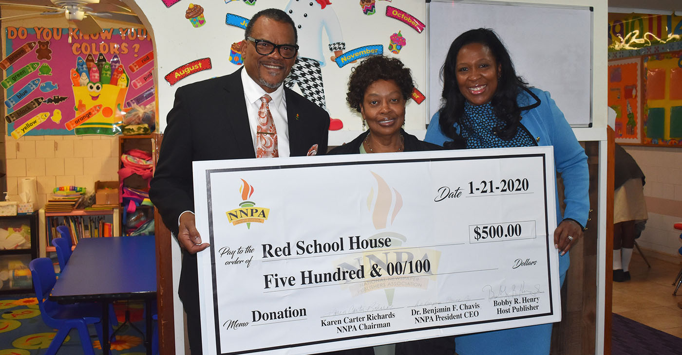 Bobby Henry, Publisher, The Westside Gazette; Ms. Gwendolyn Shaw, Owner/Director, The Red School House; and Karen Carter Richards, NNPA Chair