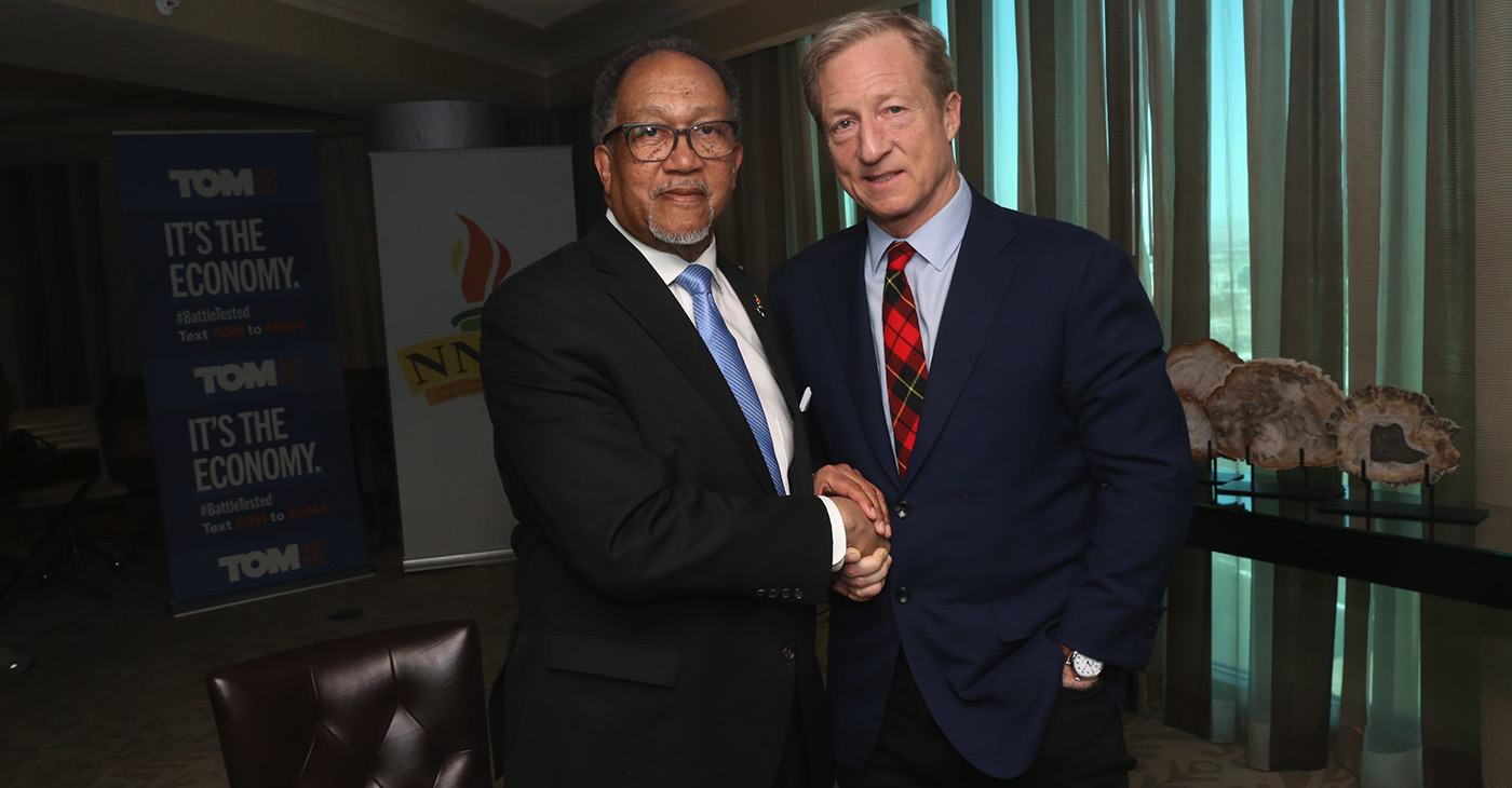 If elected, Steyer said he’d impanel a formal commission on race on the first day of his presidency. “I would want it to be solution-oriented specifically with the idea of reparations,” Steyer stated.