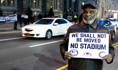 Philadelphia, PA, USA - March 6, 2018: Community members, activists and students protest the then proposed $130 million, 30,000-seat stadium on Temple University's campus in North Philadelphia, Pennsylvania. (Photo: iStockphoto / NNPA)