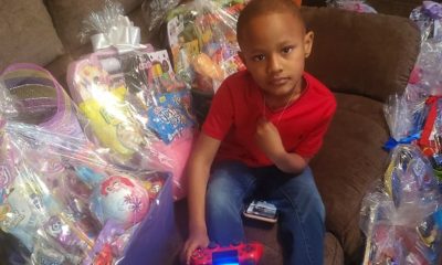 Five-year-old Carl Grandberry V is at home with the Easter baskets set for special delivery. (Photo: Shauna Jones-Grandberry)