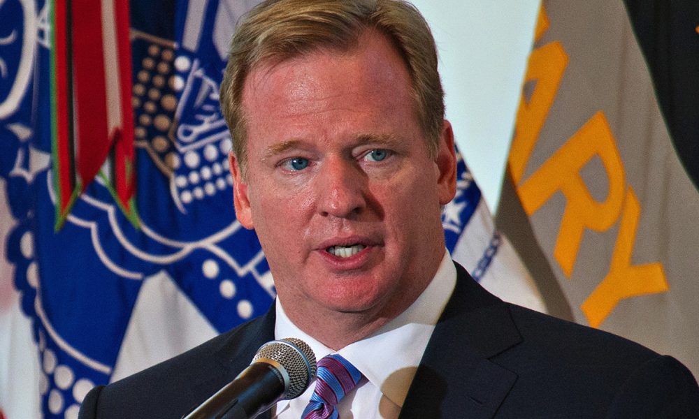 National Football League (NFL) Commissioner Roger Goodell delivers remarks during an event at the U.S. Military Academy at West Point, N.Y., launching an initiative between the Army and the NFL to work to raise awareness about traumatic brain injury. (Photo: U.S. Defense website / SSG Teddy Wade / Wikimedia Commons)