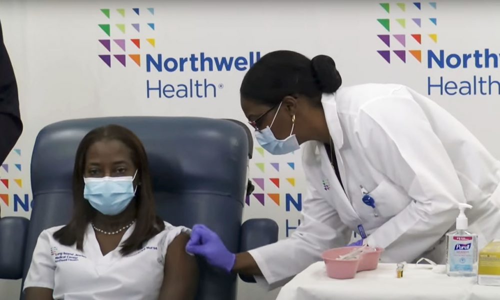 Critical care nurse Sandra Lindsay received the first dose of the two-shot vaccine at about 9:20 a.m. EST on Monday, December 14.