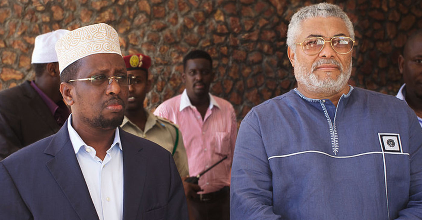President Jerry Rawlings played a critical role in the history of Ghana, leading the country for twenty years and overseeing its transition to a stable, multiparty democracy. (Photo: His Excellency Former President Jerry Rawlings (pictured at right) made a visit to Somalia. He was greeted by the Force Commander and Deputy UN Mission and he given a Guard of Honour at the Force HQ. He visited the Military Hospital, the new Movements Control Centre, the main military stores depot before going on to a call with the President of Somalia. / AMISOM Public Information / Wikimedia Commons)