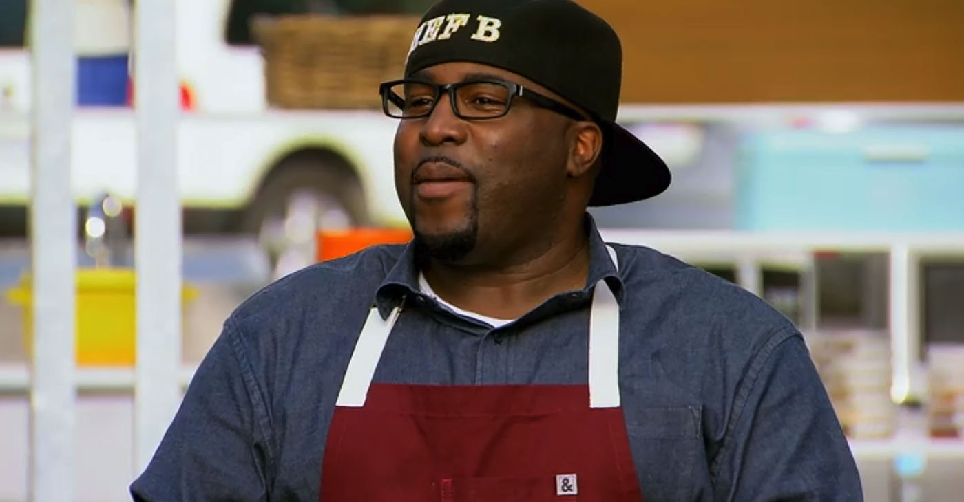 Brandon “Chef B” Williams competes on the set of Supermarket Stakeout that aired on January 19 on the Food Network