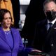 Vice President Kamala Harris receives the oath of office during the inauguration ceremonies.