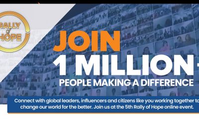 Join this free event to make a lasting impact in your communities and families that will ripple throughout the world. The Rally of Hope will offer translation in numerous languages. Register at http://www.rallyofhope.us.