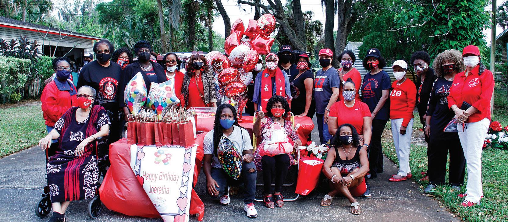 Joeretha Hayes (seated in the center) is shown on March 29 with her sorors of the Daytona Beach Alumnae Chapter of Delta Sigma Theta Sorority, Inc. (Photo: DUANE C. FERNANDEZ SR./HARDNOTTSPHOTOGRAPHY.COM)