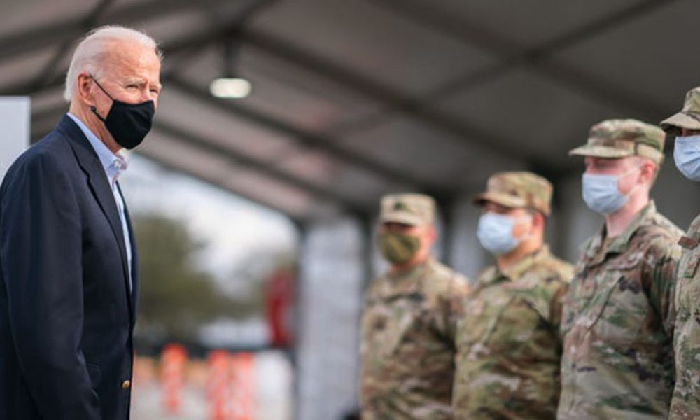 In the more than one-hour news conference, the President reiterated his desire to unite the country and hope for bipartisan cooperation. (Photo: President Joe Biden greets members of the military at a FEMA COVID-19 vaccination site Friday, Feb. 26, 2021, at NRG Stadium in Houston. White House/Adam Schultz)