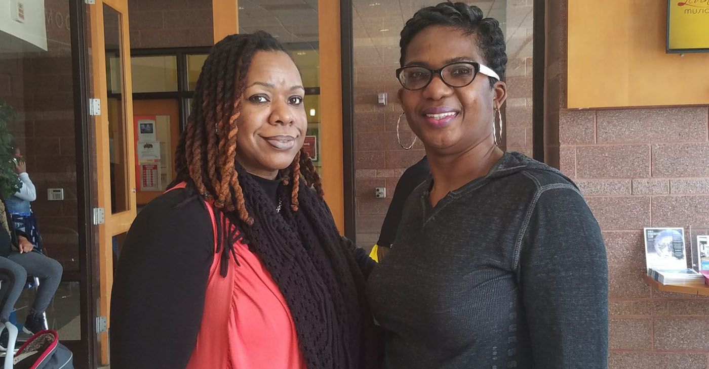 Natalie and Derrica Wilson/Derrica Wilson (left) founded the Black & Missing Foundation to raise awareness about people of color who have disappeared. / Allison Keyes / WAMU