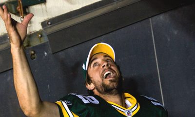 Aaron Rogers, quarterback for the Green Bay Packers in the tunnel amid a standing ovation after a game at Lambeau Field in 2008.
