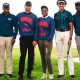 NBA all-star Stephen Curry, fourth from left, is surrounded by members of the program he created during the university’s fundraiser at the famous Pebble Beach Golf Course. From the left, Otis Ferguson, the former Howard student who asked Curry to fund a program, golfers Morgan Taylor, Everett Whiten, Curry, Kendel Abrams, Richard Jones Jr., Edrine Okong and team Coach Sam Puryear