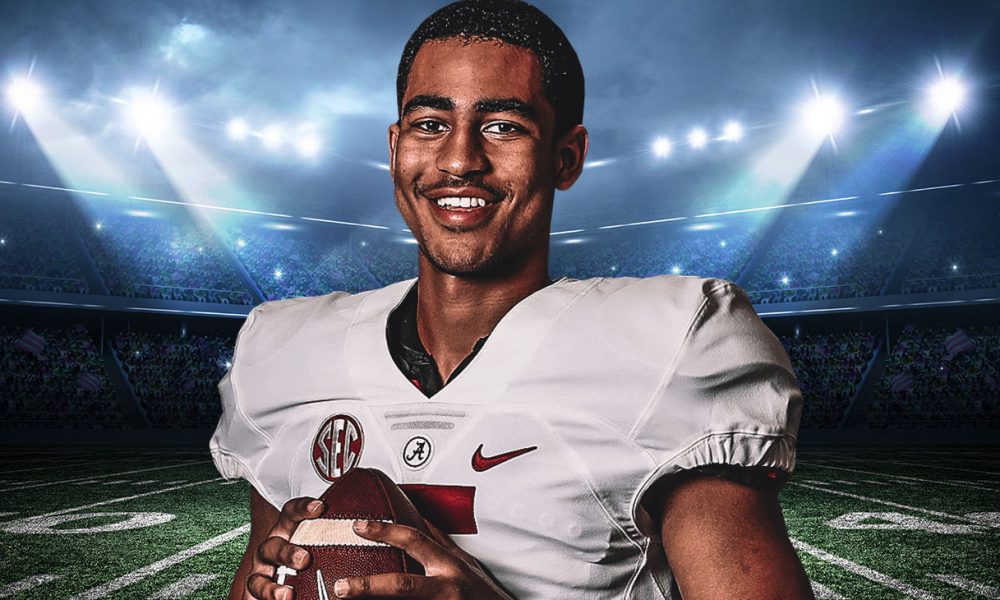 Bryce Young broke the single game passing record, 559 yards against No. 22 Arkansas, and shattered the SEC Championship record for total offense and passing yards after going 26 of 44 for 421 yards and three touchdowns during his first year as a starter. (Photo: rolltide.com)
