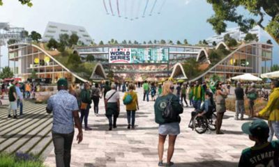 Rendering of proposed A's stadium at Howard Terminal. Image courtesy of UC Berkeley