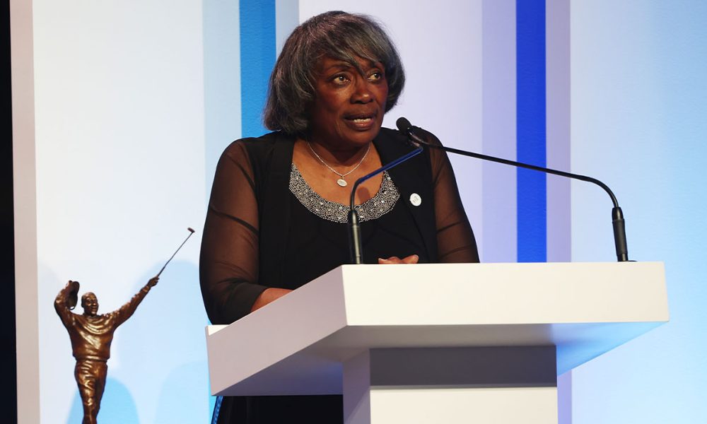 Renee Powell receives the Lifetime Achievement Award at the World Golf Hall of Fame in Ponte Vedra, Florida/PGA TOUR