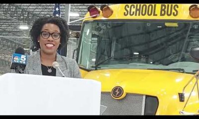 Lion electric school bus assembly line in Illinois factory.