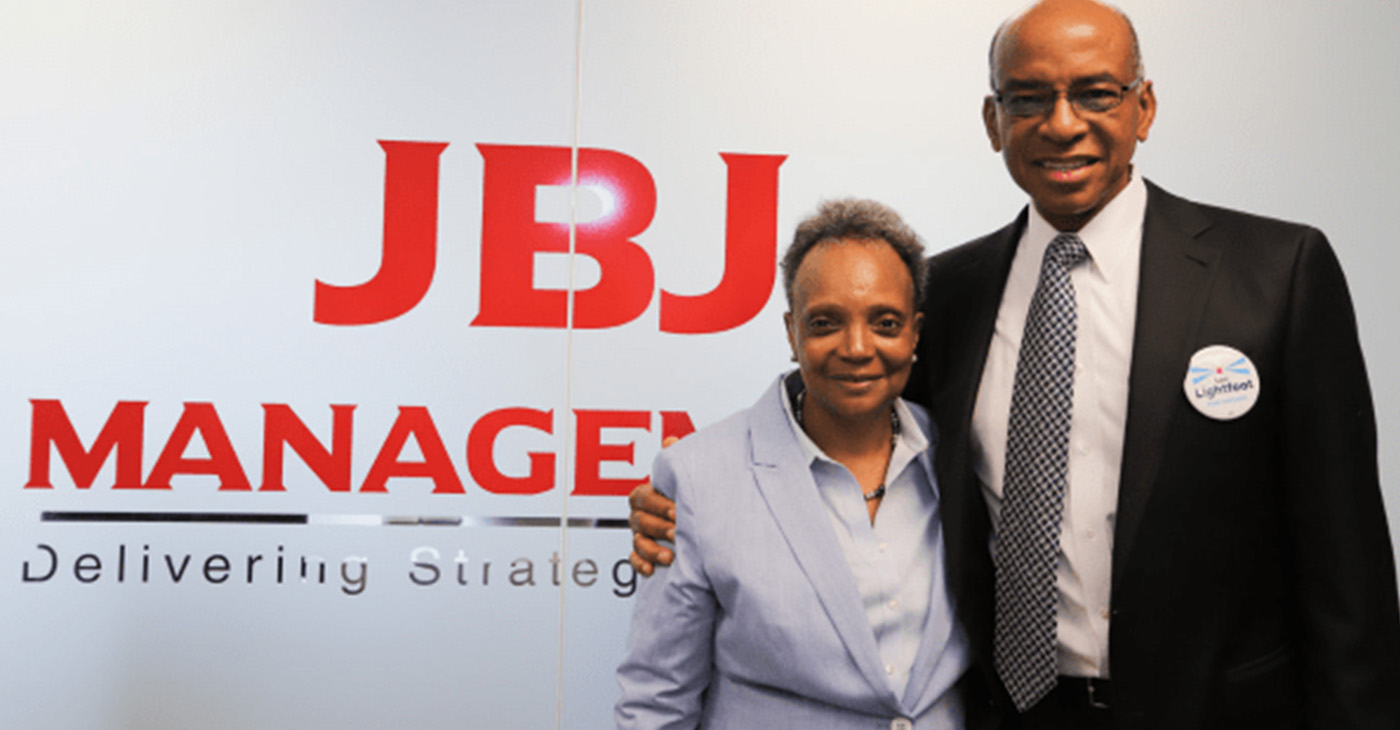 BJ Management CEO Willis Johnson and Chicago Mayor Lori Lightfoot