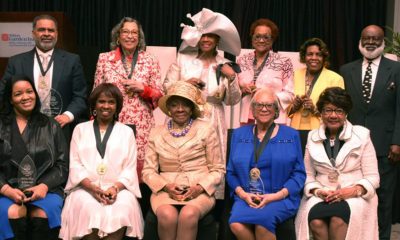 FRONT ROW, from left—Courtney Jones, daughter of the late Dr. Helen Jones; Dr. Delores Seamster; Lela Herron; Harnell Williams; Shirley Fisher. BACK ROW, from left—Rev. Darrell W. Pryor, son of the late Rev. Dr. George W. Pryor, Trailblazer awardee; Carolyn Bailey; Carolyn Thompson; Orethann Price; Dr. Robbie Pipkin; and Billy Allen, board member of the African American Museum. 