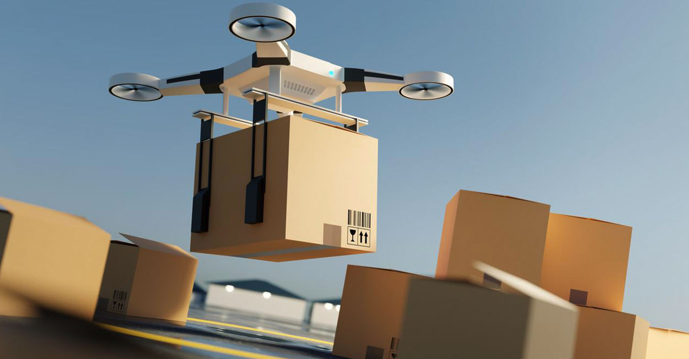 An example of how drones can deliver packages.