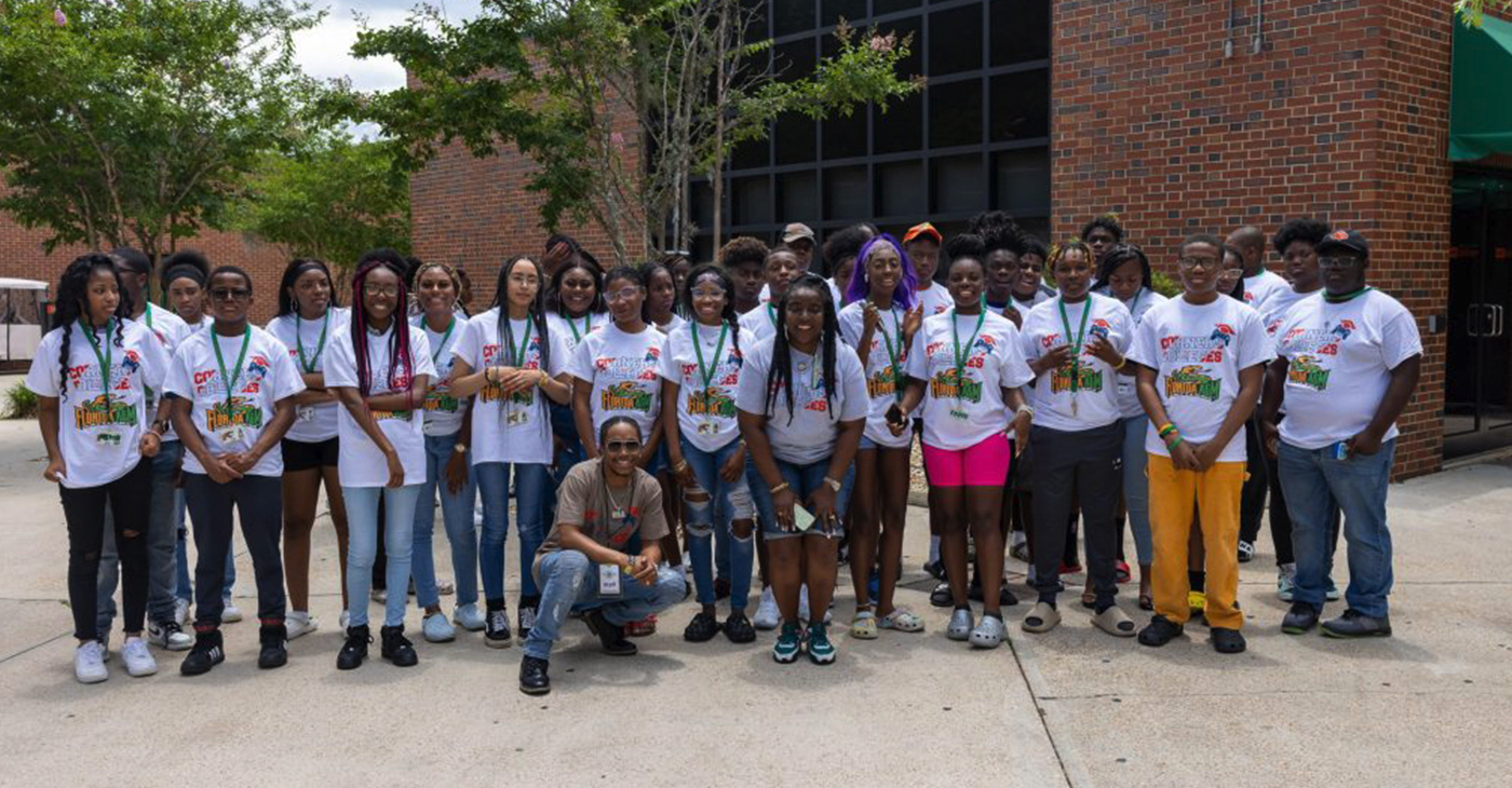 Student participants of Corners to Colleges on the campus of Florida A&M University (photo courtesy of Keshia Walker/BCGA).