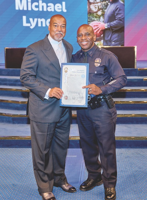 Lynch and LAPD Deputy Chief Gerald Woodyard. (Kelly Parkinson photo)