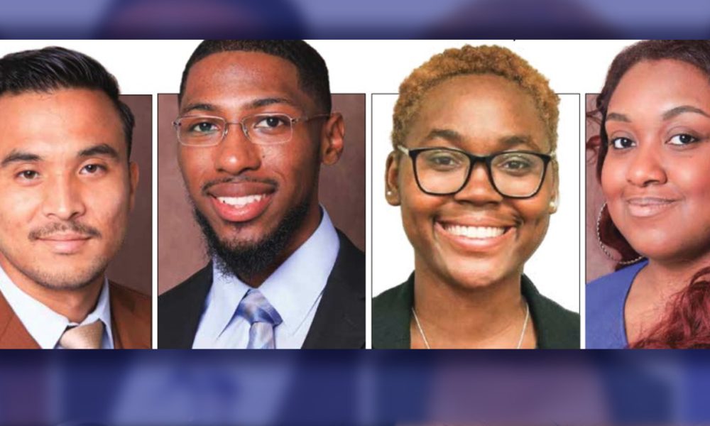 Past and present Elijah Cummings Scholars are (L to R) Roshan Ghimire, Dionta Hunter, Chyanne Cook and Chardonnay Lee