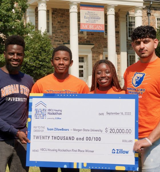 Team ZillowBears from Morgan State University won first place at Zillow’s HBCU Housing Hackathon: (L-R) Nanfwang Dawurang, Godsheritage Adeoye, Oluwadara Dina and Saad Nadeem.