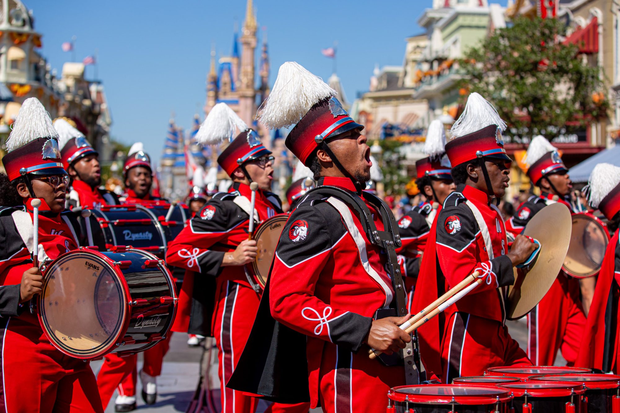 Winston-Salem State, North Carolina A&T State, Alcorn State and Delaware State marching bands served as honorary grand marshals, October 8, 2022, in two parades during HBCU Week at Magic Kingdom Park at Walt Disney World Resort in Lake Buena Vista, Fla. They thrilled guests as they traveled down Main Street, U.S.A., led by none other than Drum Major Mickey Mouse, who showed off his own show-stopping moves in his signature marching band uniform. (Courtney Kiefer, photographer).