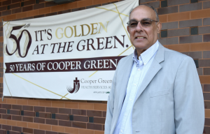 Former Jefferson County CEO Tony Petelos, outside Cooper Green Mercy Health Services on Sixth Ave. South. (Joe Songer, For The Birmingham Times)