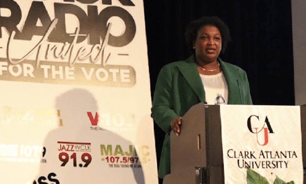 Abrams was in the Atlanta University Center at Clark Atlanta University Tuesday night. Photo by Menra Mapfumo/The Atlanta Voice