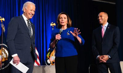 President Joe Biden, joined by Speaker Nancy Pelosi (D-Calif.) and Chairman of the House Democratic Caucus Hakeem Jeffries (D-N.Y.), participates in a Q&A at the House Democratic Caucus Issues Conference, Friday, March 11, 2022, at the Hilton Philadelphia Penn’s Landing in Philadelphia. (Official White House Photo by Adam Schultz)