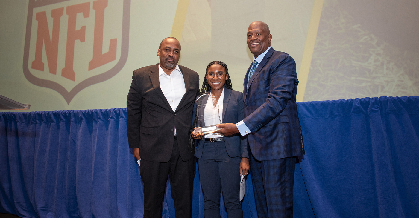 LtoR: Jonathan Beane, NFL SVP and Chief Diversity Officer, Taylor Cowan, Howard University Law Student and Memorial Foundation Social Justice Fellow and Harry Johnson, CEO, The Memorial Foundation