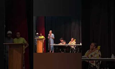 UH theater students town hall meeting on February 9, 2023, discussing an incident.