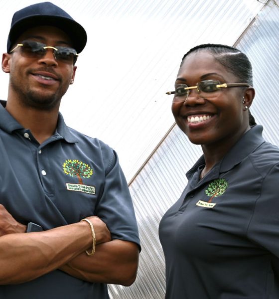 “To repurpose the land, our goal was to feed the community once we discovered Detroit was pretty much a food desert at the time,” said Eric Andrews, Co-founder of Peace Tree Parks (pictured left), with Brianna Andrews, Director of Marketing and Communications for Peace Tree Parks.