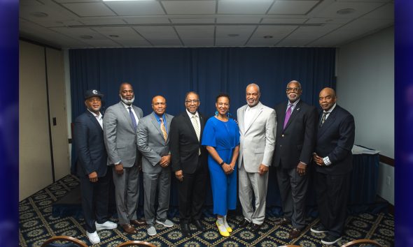 Panelists Commissioner Jiles Ship, Major Neill Franklin (Ret.), NYS Trooper EAP Director Elliot Boyce (Ret.), Dr. Benjamin F. Chavis, Jr., Deputy Inspector Corey Pegues (Ret.), Captain Sonia Pruitt (Ret.), Lt. David Daniels III (Ret.), Chief John I. Dixon (Ret.) and Ron Hampton, DC Metro Police (Ret.)