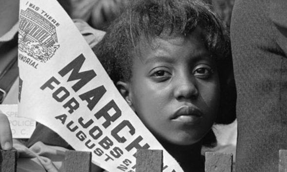 Demonstrator at the 1963 March on Washington for Jobs and Freedom. Photo: National Archives and Records Administration.