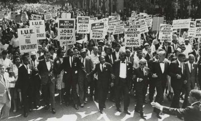 March on Washington for Jobs and Freedom, Martin Luther King, Jr. and Joachim Prinz pictured, 1963. Photo: Repository American Jewish Historical Society. Digital images created by the Gruss Lipper Digital Laboratory at the Center for Jewish History. / Wikimedia Commons)