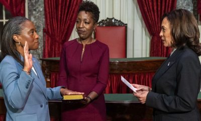 "Welcome to the newest member of the United States Senate!" Laphonza Butler being sworn in by Vice President Kamala Harris. (Photo: Office of the Vice President of the United States / Wikimedia Commons)