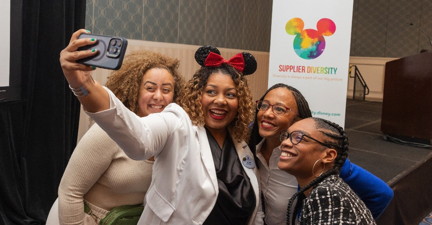 Disney cast members and RICE entrepreneurs take a selfie at RICE Networking event at Walt Disney World Resort.
