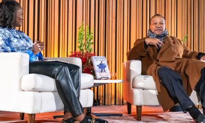 NBC Washington Anchor Jummy Olabanji (left) interviews Billy Dee Williams for the release of his autobiography "What Have We Here?: Portraits of a Life" at the MLK Jr. Library in D.C. on Feb. 15. (Ja’Mon Jackson/The Washington Informer)