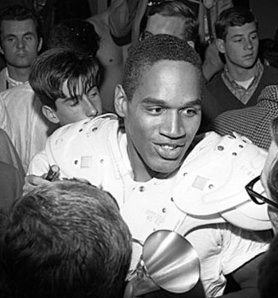 O.J. Simpson talking to reporters in 1967