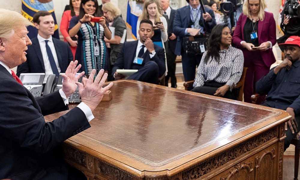 Donald Trump and Kanye West meeting in October 2018. Official White House photo.