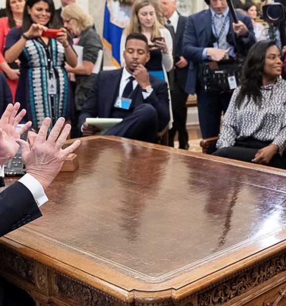 Donald Trump and Kanye West meeting in October 2018. Official White House photo.