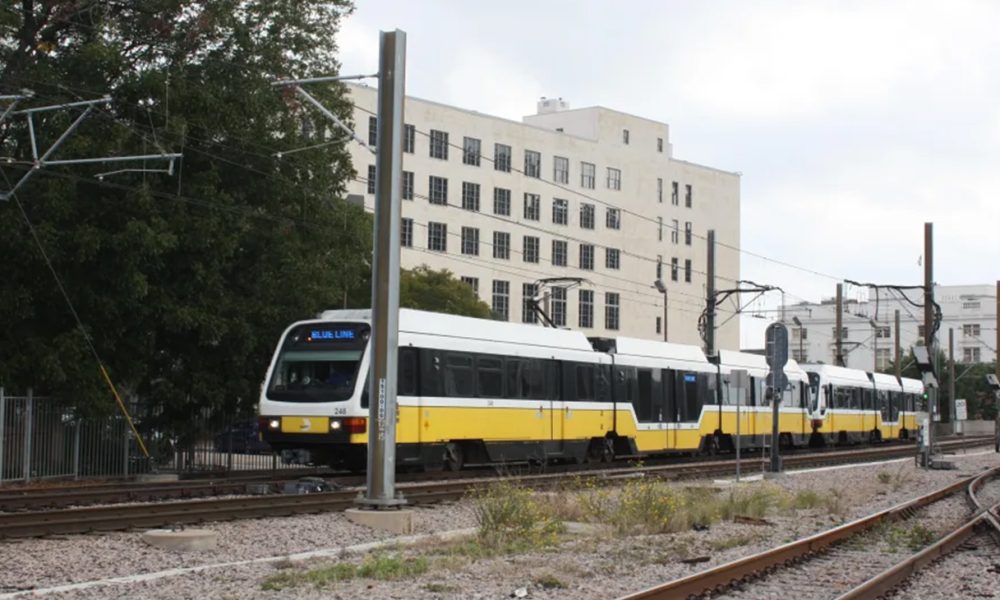 The Blue Line Dart Train departing EBJ Union Station. Photo Credit: Sam Judy for Dallas Weekly.